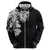Hawaiian and Japanese Together Zip Hoodie Japanese Koi Fish Tattoo and Kakau Pattern Black Color