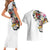 Hawaiian and Japanese Together Couples Matching Short Sleeve Bodycon Dress and Hawaiian Shirt Colorful Traditional Japanese Tattoo and Kakau Pattern White Color