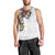 Hawaiian and Japanese Together Men Tank Top Colorful Traditional Japanese Tattoo and Kakau Pattern White Color