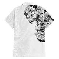 Hawaiian and Japanese Together Hawaiian Shirt Japanese Koi Fish Tattoo and Kakau Pattern White Color