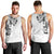 Hawaiian and Japanese Together Men Tank Top Japanese Koi Fish Tattoo and Kakau Pattern White Color