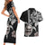 Hawaiian and Japanese Together Couples Matching Short Sleeve Bodycon Dress and Hawaiian Shirt Japanese Culture and Turtle Kakau Tattoo Black Color