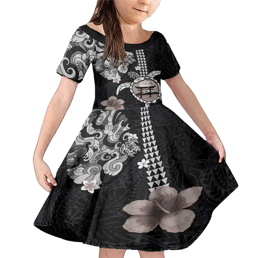 Hawaiian and Japanese Together Family Matching Mermaid Dress and Hawaiian Shirt Japanese Culture and Turtle Kakau Tattoo Black Color