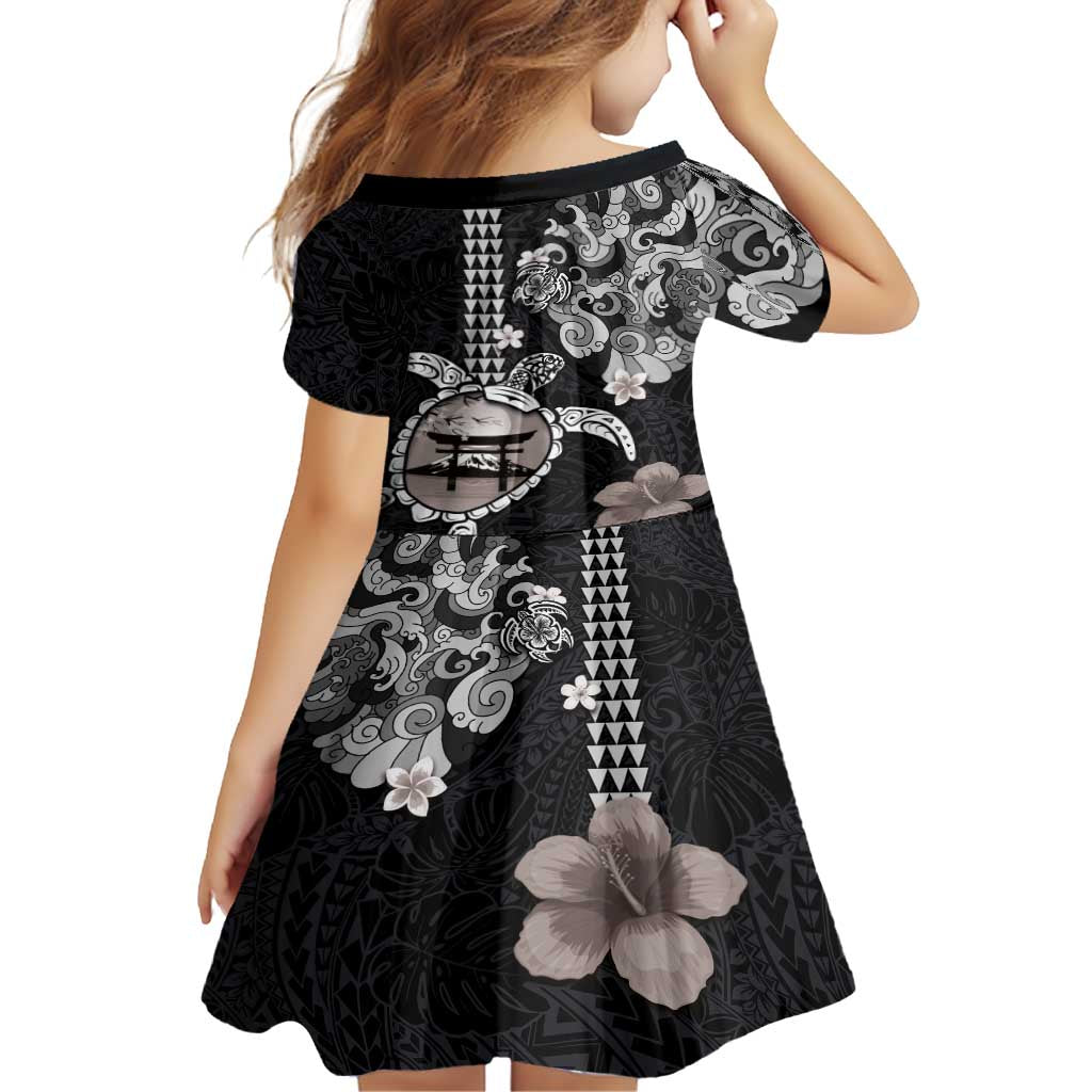 Hawaiian and Japanese Together Family Matching Tank Maxi Dress and Hawaiian Shirt Japanese Culture and Turtle Kakau Tattoo Black Color