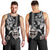 Hawaiian and Japanese Together Men Tank Top Japanese Culture and Turtle Kakau Tattoo Black Color