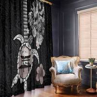 Hawaiian and Japanese Together Window Curtain Japanese Culture and Turtle Kakau Tattoo Black Color