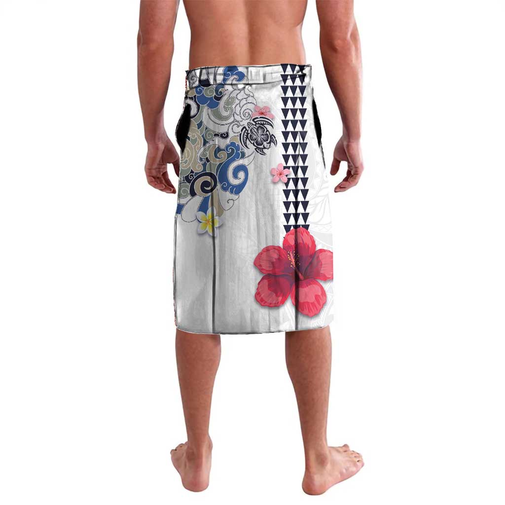 Hawaiian and Japanese Together Lavalava Japanese Culture and Turtle Kakau Tattoo White Color
