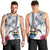 Hawaiian and Japanese Together Men Tank Top Japanese Culture and Turtle Kakau Tattoo White Color