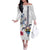 Hawaiian and Japanese Together Off The Shoulder Long Sleeve Dress Japanese Culture and Turtle Kakau Tattoo White Color