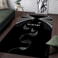 New Zealand Rugby Area Rug Aotearoa Armour Blacks Silver Ferns LT03 Black - Polynesian Pride
