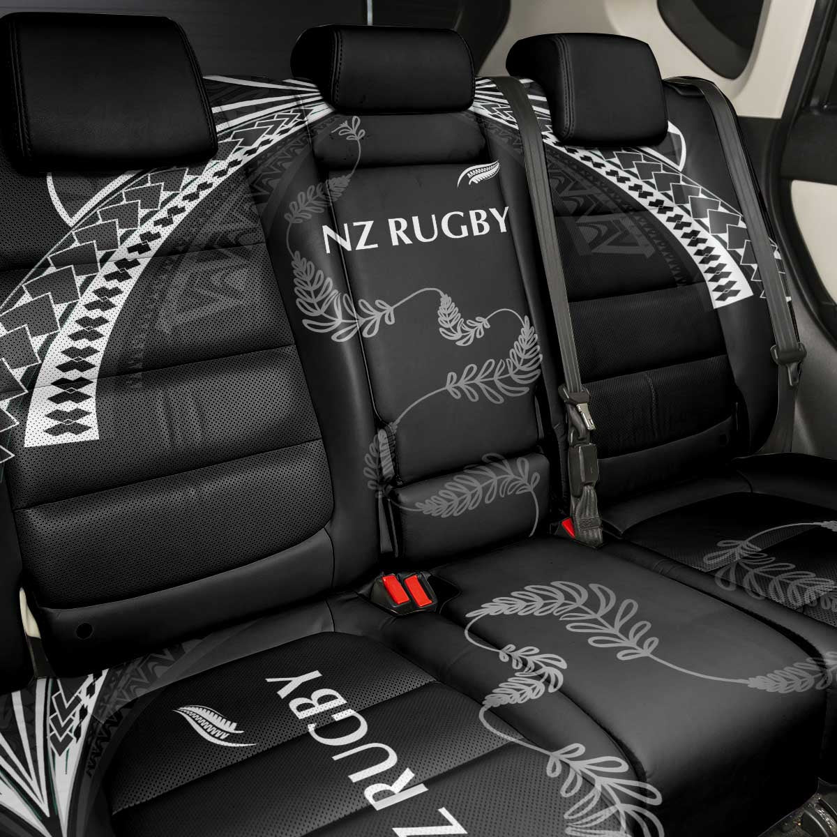 New Zealand Rugby Back Car Seat Cover Aotearoa Armour Blacks Silver Ferns - Polynesian Pride