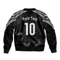 New Zealand Rugby Custom Bomber Jacket Aotearoa Armour Blacks Silver Ferns - Polynesian Pride