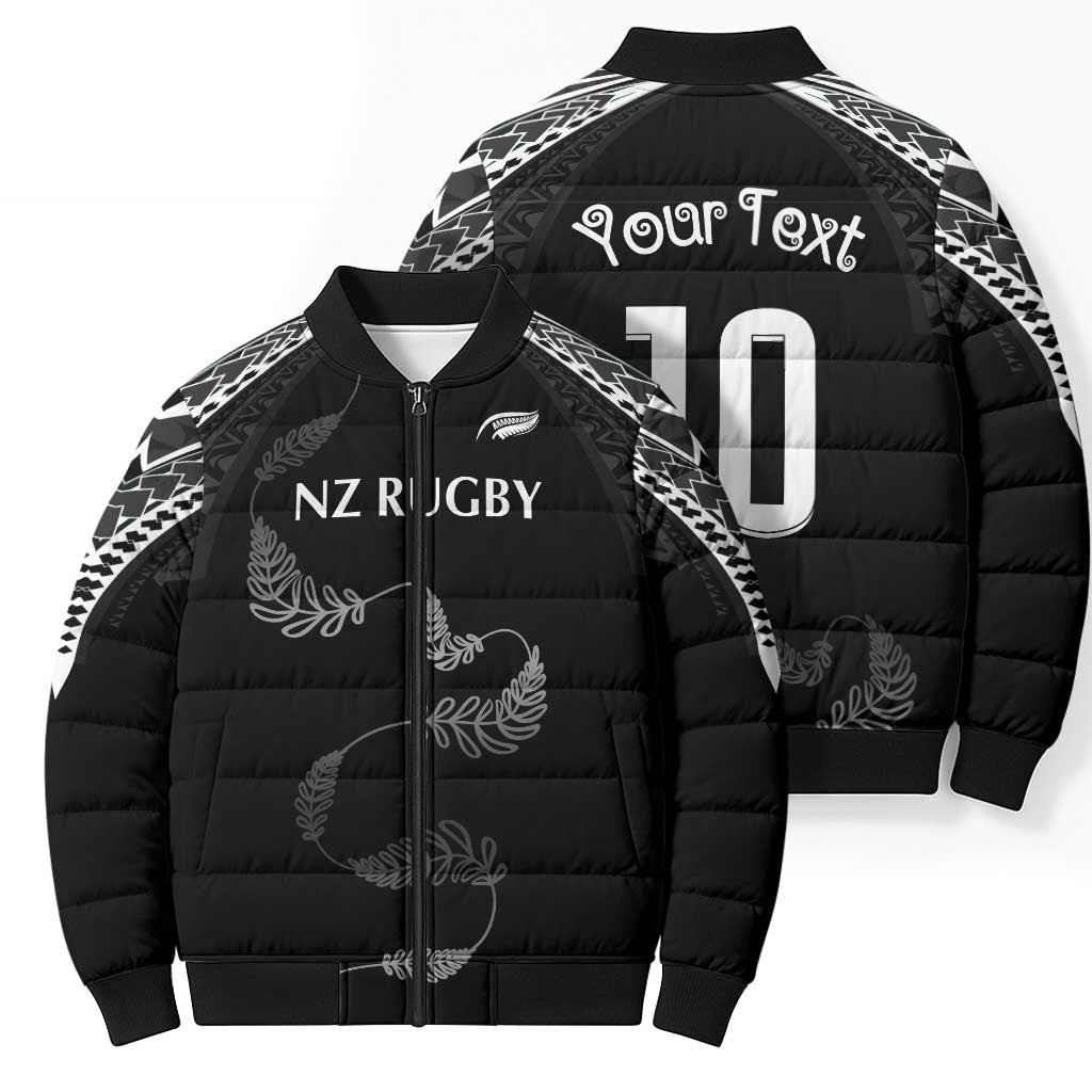 New Zealand Rugby Custom Bomber Puffer Jacket Aotearoa Armour Blacks Silver Ferns - Polynesian Pride