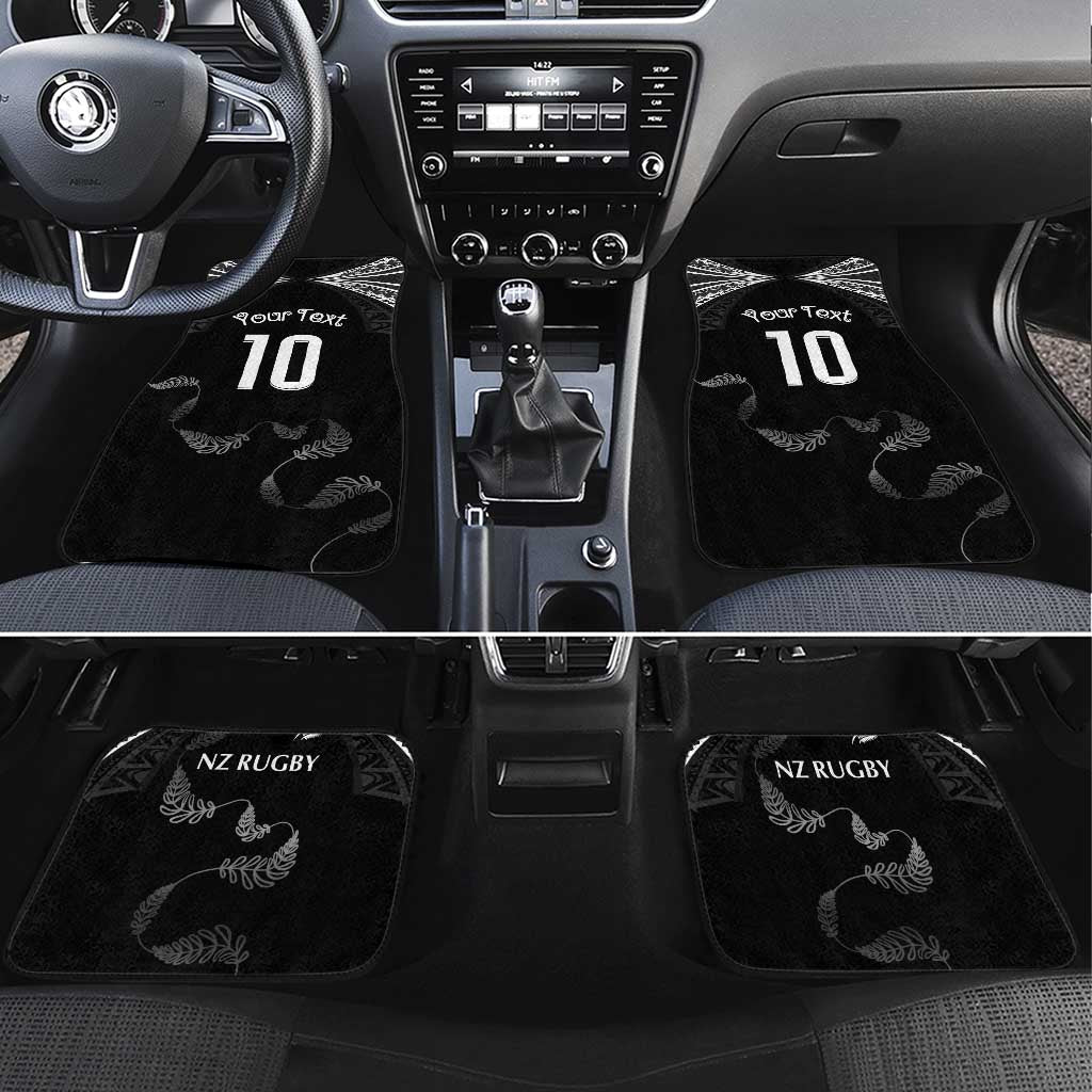 New Zealand Rugby Car Mats Aotearoa Armour Blacks Silver Ferns LT03 Set 4pcs Black - Polynesian Pride