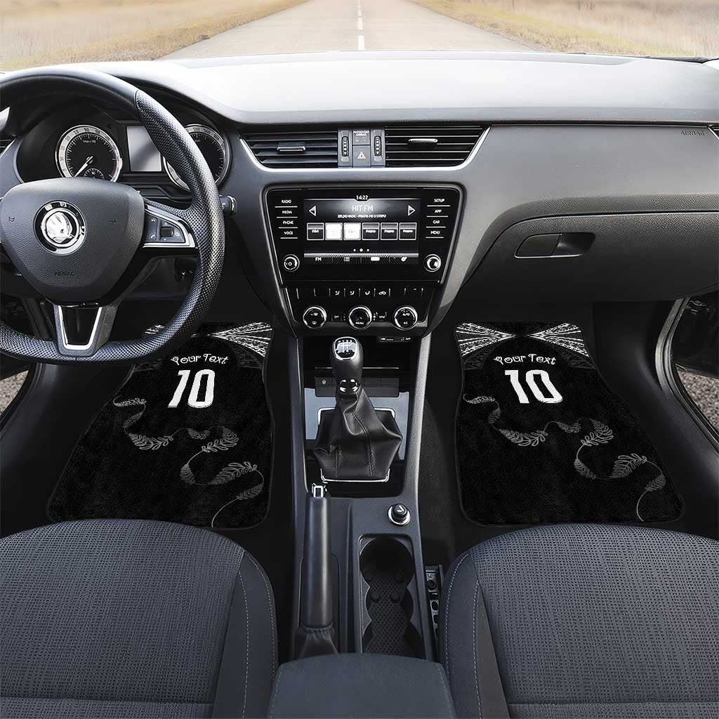 New Zealand Rugby Car Mats Aotearoa Armour Blacks Silver Ferns LT03 Set 2pcs - Front Black - Polynesian Pride