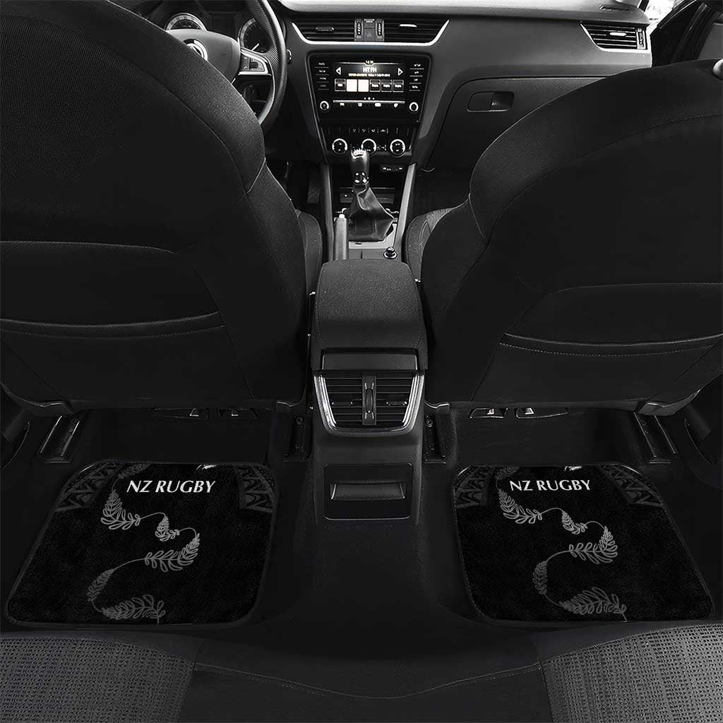 New Zealand Rugby Car Mats Aotearoa Armour Blacks Silver Ferns LT03 Set 2pcs - Back Black - Polynesian Pride