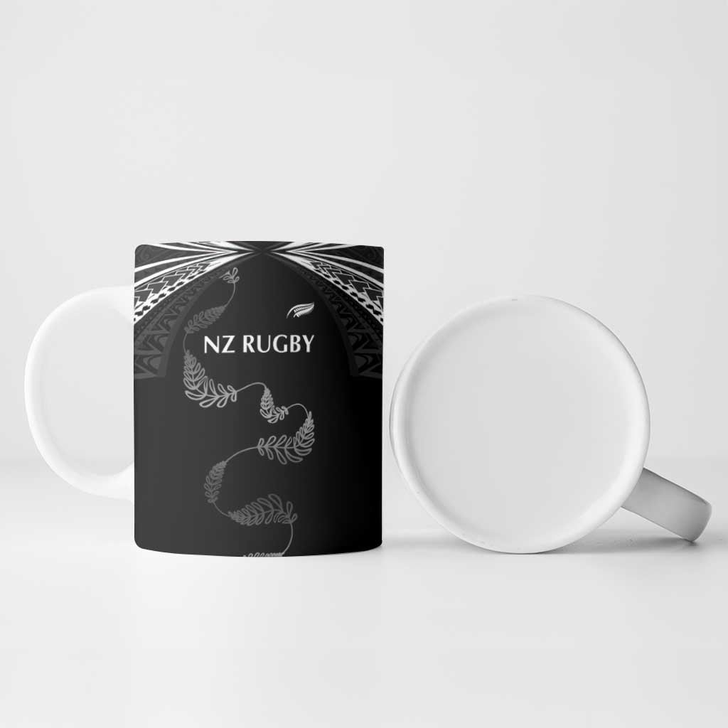 New Zealand Rugby Custom Ceramic Mug Aotearoa Armour Blacks Silver Ferns - Polynesian Pride