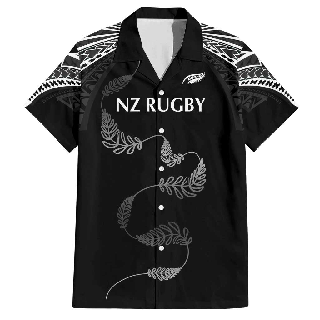 New Zealand Rugby Custom Family Matching Puletasi and Hawaiian Shirt Aotearoa Armour Blacks Silver Ferns - Polynesian Pride