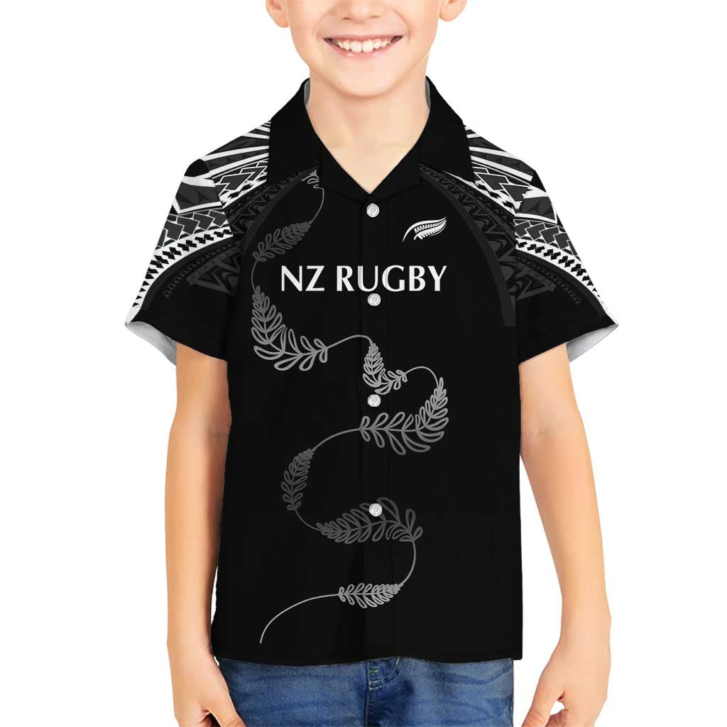 New Zealand Rugby Custom Family Matching Summer Maxi Dress and Hawaiian Shirt Aotearoa Armour Blacks Silver Ferns - Polynesian Pride
