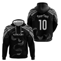 New Zealand Rugby Custom Hoodie Aotearoa Armour Blacks Silver Ferns - Polynesian Pride