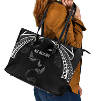 New Zealand Rugby Leather Tote Bag Aotearoa Armour Blacks Silver Ferns - Polynesian Pride