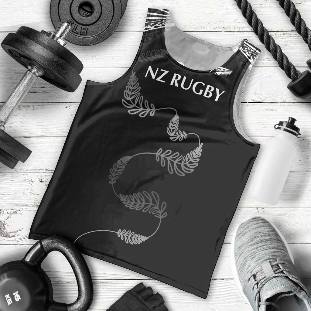 New Zealand Rugby Custom Men Tank Top Aotearoa Armour Blacks Silver Ferns - Polynesian Pride