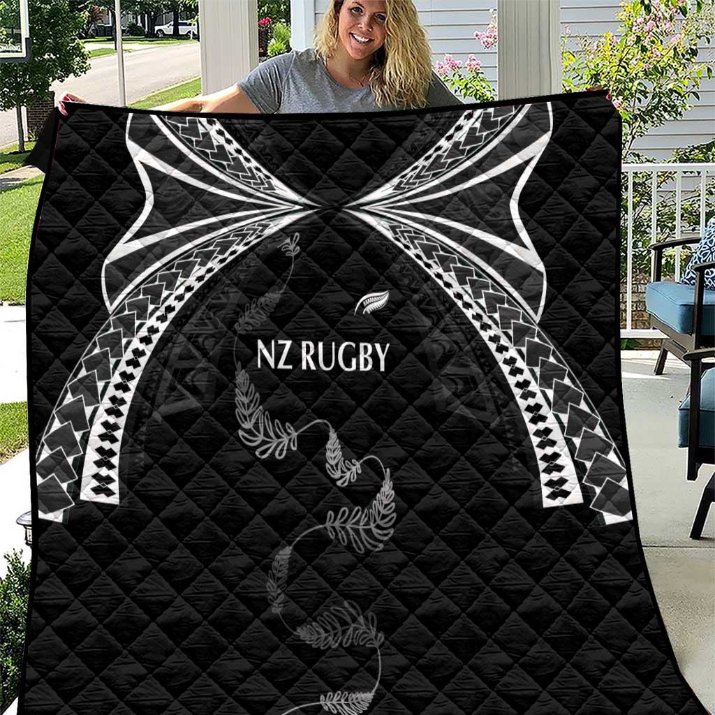 New Zealand Rugby Quilt Aotearoa Armour Blacks Silver Ferns LT03 Black - Polynesian Pride