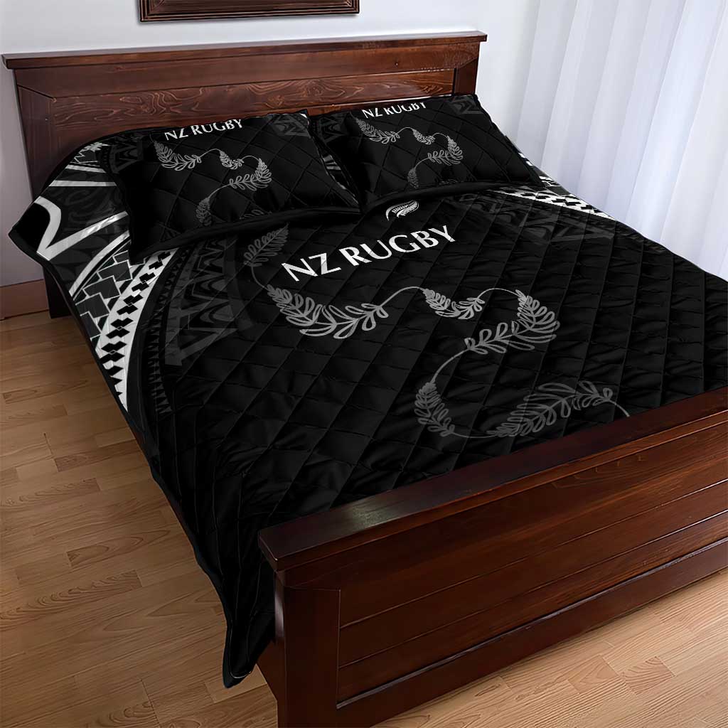 New Zealand Rugby Quilt Bed Set Aotearoa Armour Blacks Silver Ferns - Polynesian Pride