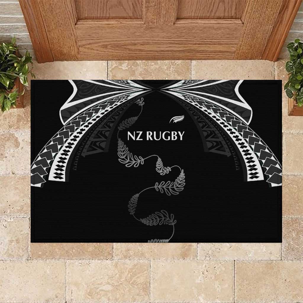 New Zealand Rugby Rubber Doormat Aotearoa Armour Blacks Silver Ferns LT03 Black - Polynesian Pride