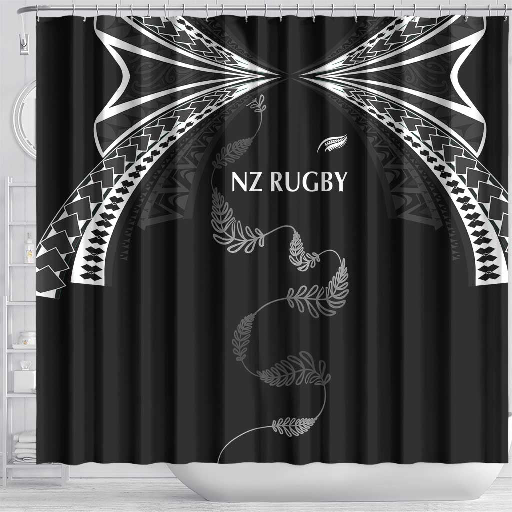 New Zealand Rugby Shower Curtain Aotearoa Armour Blacks Silver Ferns - Polynesian Pride
