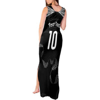 New Zealand Rugby Custom Tank Maxi Dress Aotearoa Armour Blacks Silver Ferns - Polynesian Pride