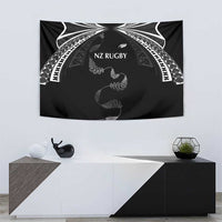 New Zealand Rugby Tapestry Aotearoa Armour Blacks Silver Ferns - Polynesian Pride