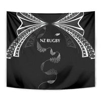 New Zealand Rugby Tapestry Aotearoa Armour Blacks Silver Ferns - Polynesian Pride