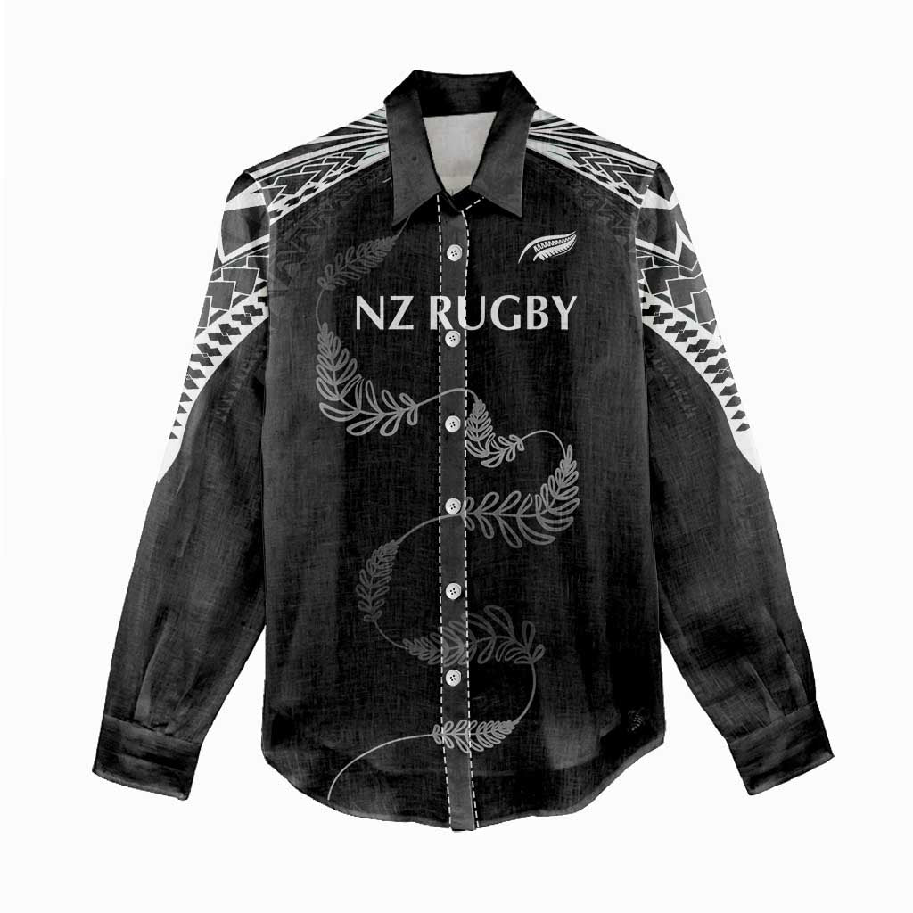New Zealand Rugby Custom Women Casual Shirt Aotearoa Armour Blacks Silver Ferns LT03 - Polynesian Pride