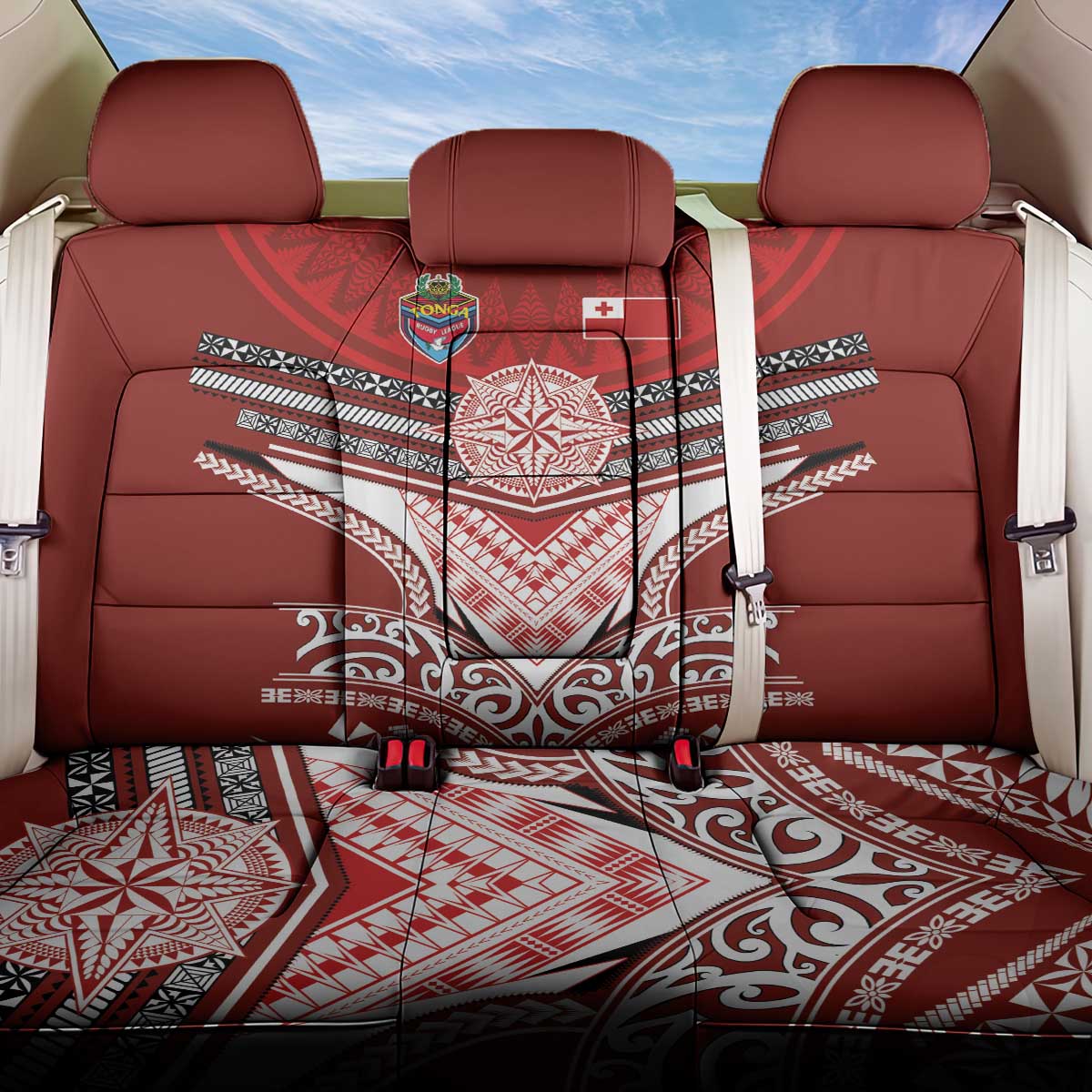 Tonga Rugby Back Car Seat Cover Mana o Tonga-Tribal Heritage Edition Red Color - Polynesian Pride