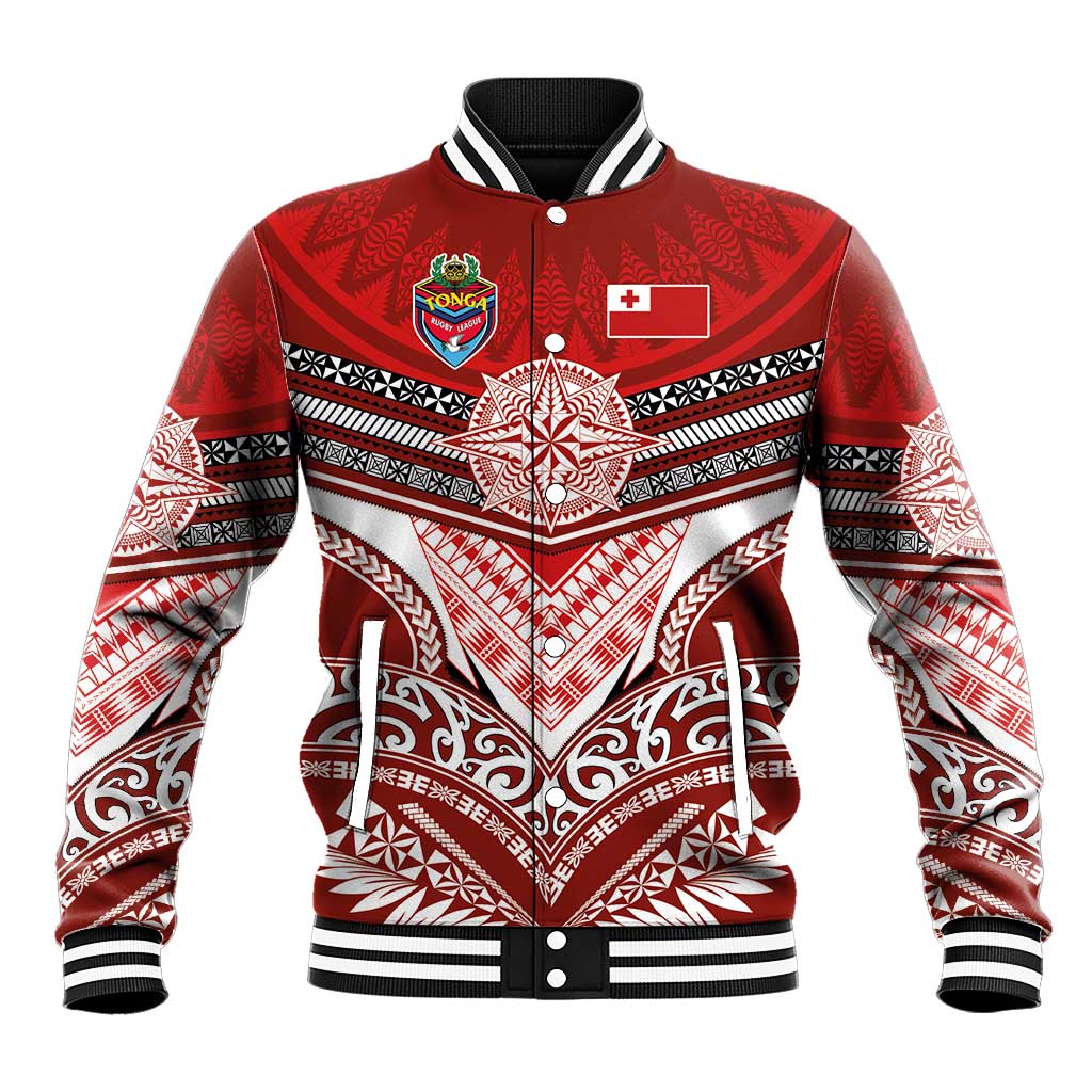 Tonga Rugby Custom Baseball Jacket Mana o Tonga-Tribal Heritage Edition Red Color - Polynesian Pride
