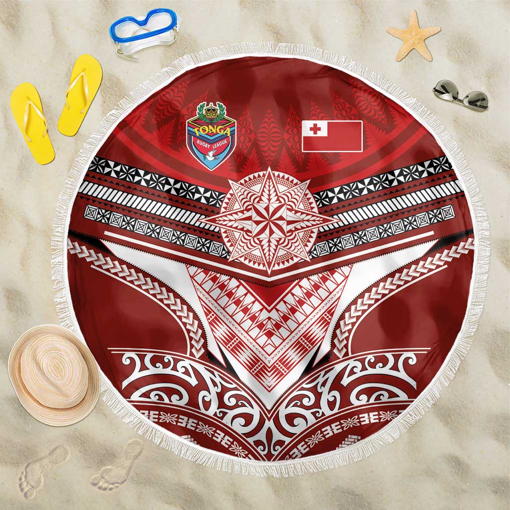 Tonga Rugby Beach Blanket Mana o Tonga-Tribal Heritage Edition Red Color - Polynesian Pride