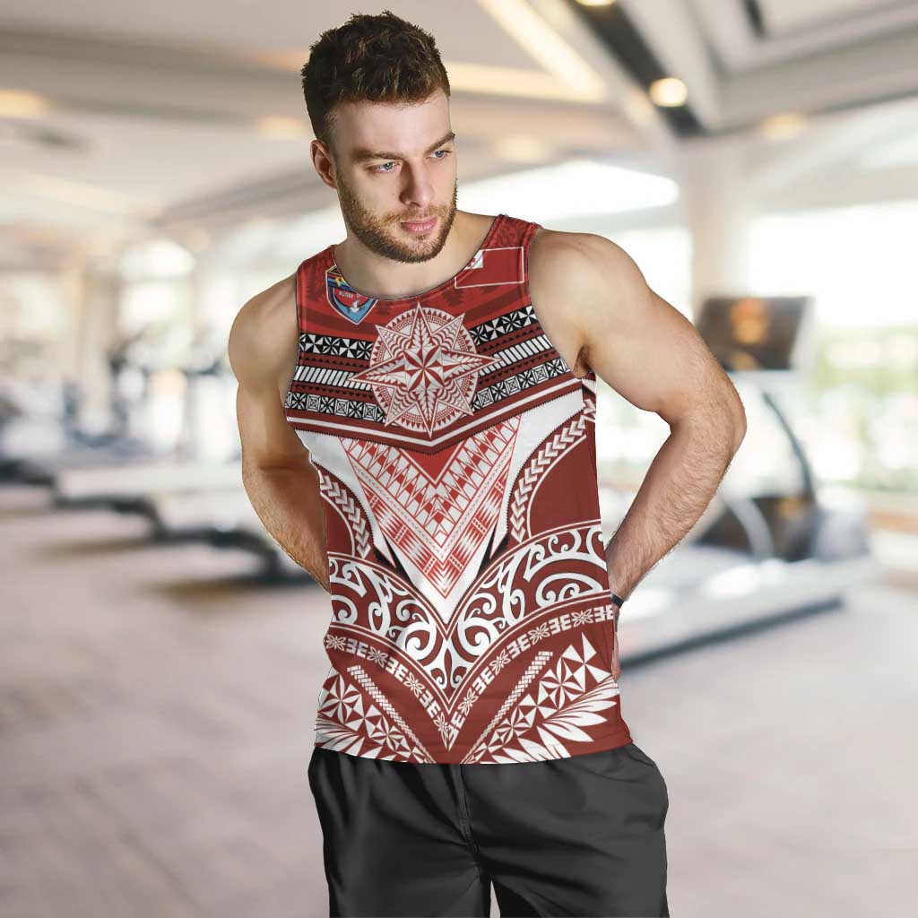 Tonga Rugby Custom Men Tank Top Mana o Tonga-Tribal Heritage Edition Red Color - Polynesian Pride