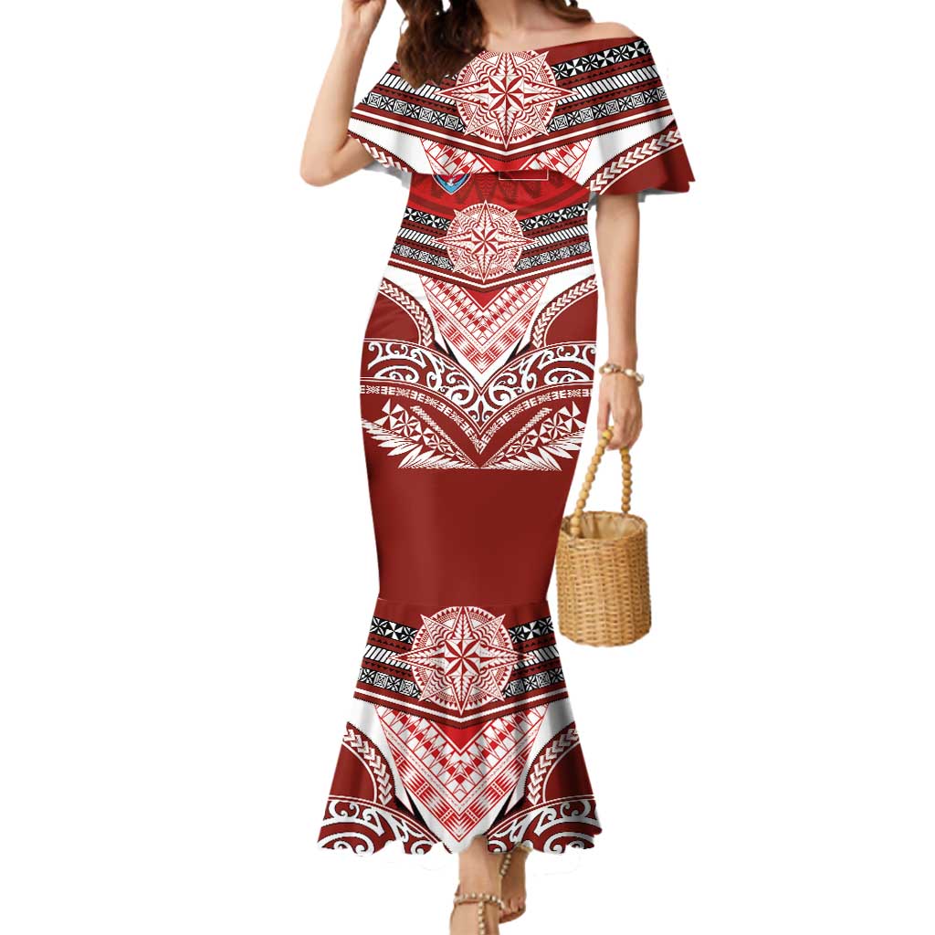 Tonga Rugby Custom Mermaid Dress Mana o Tonga-Tribal Heritage Edition Red Color - Polynesian Pride