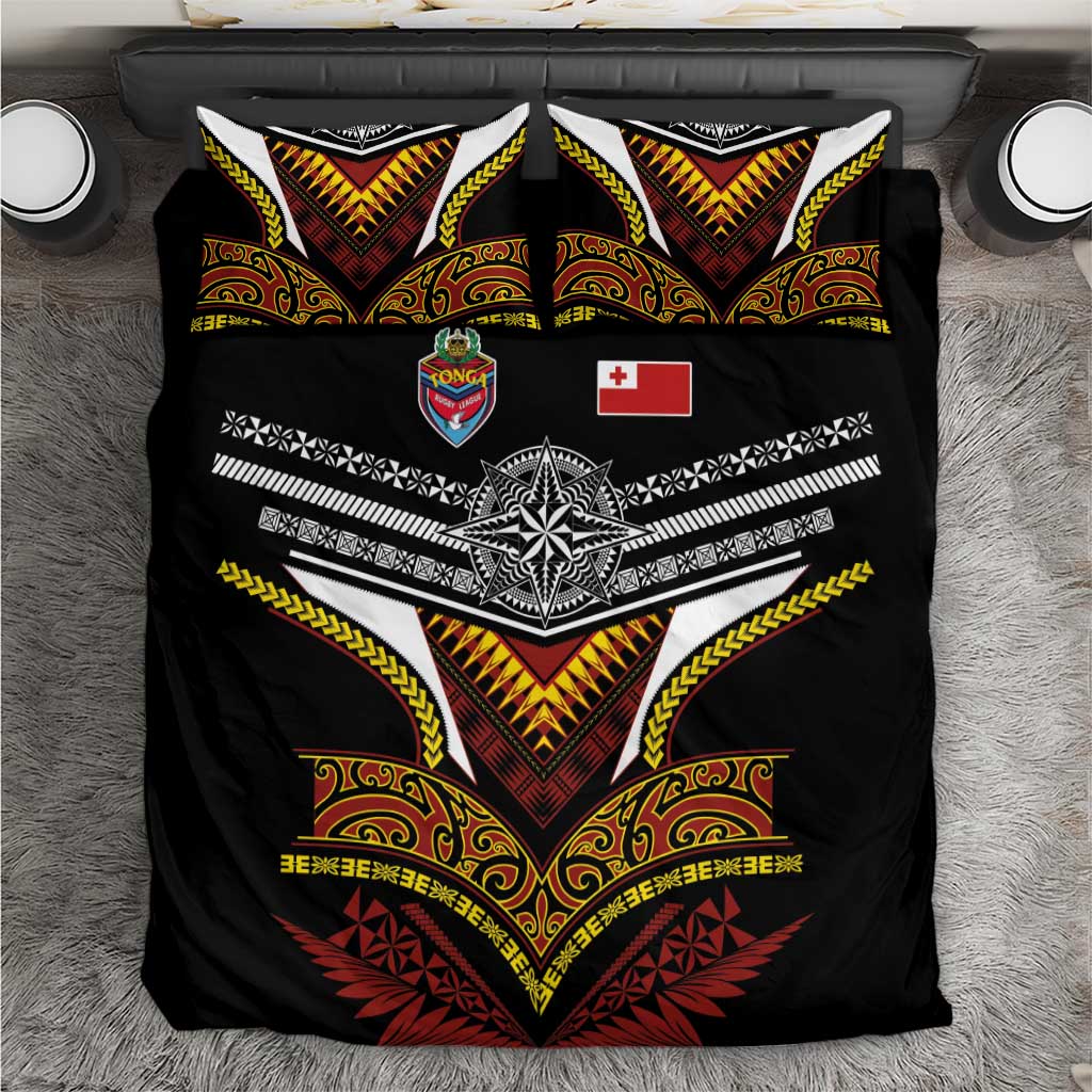 Tonga Rugby Bedding Set Mana o Tonga-Tribal Heritage Edition Black Color - Polynesian Pride