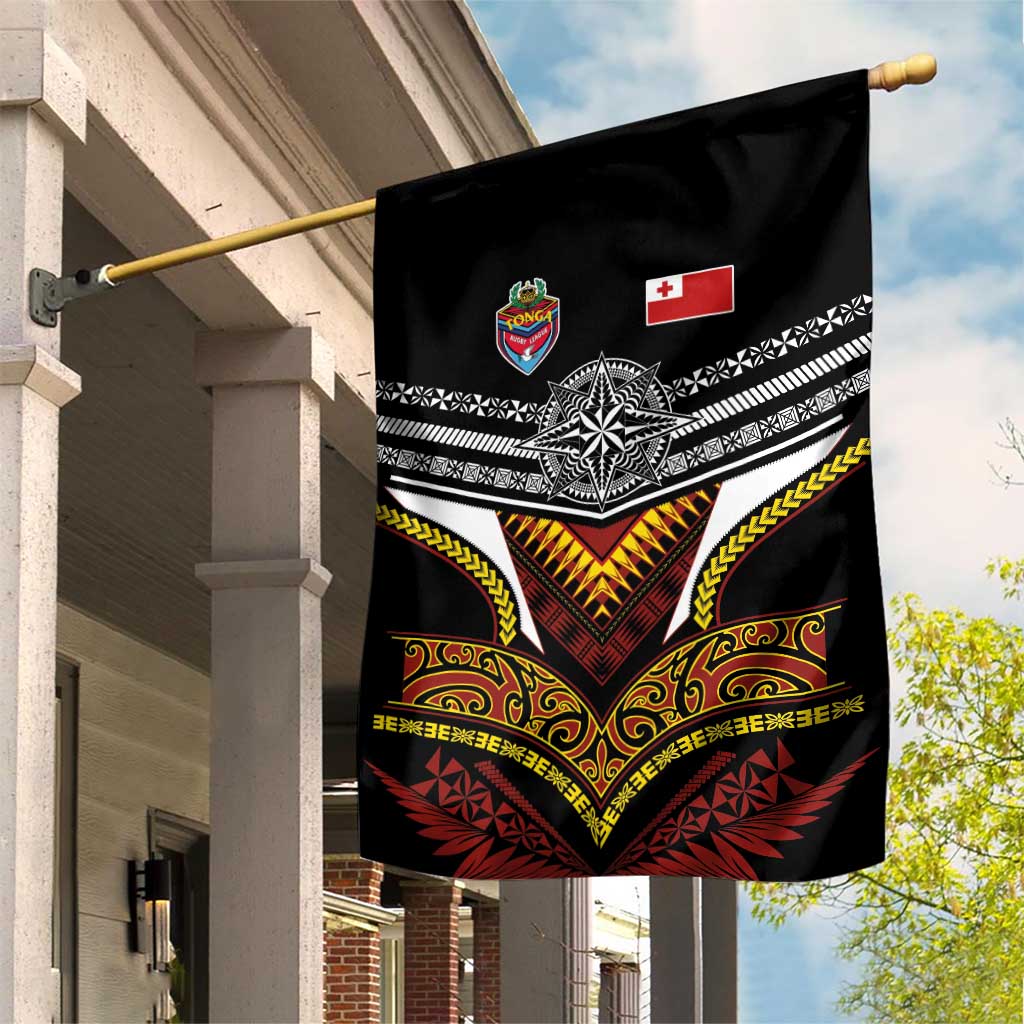 Tonga Rugby Garden Flag Mana o Tonga-Tribal Heritage Edition Black Color - Polynesian Pride