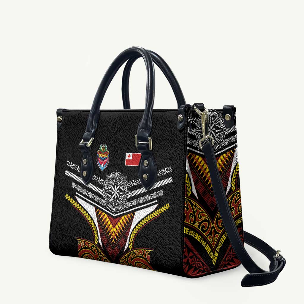 Tonga Rugby Leather Bag Mana o Tonga-Tribal Heritage Edition Black Color - Polynesian Pride