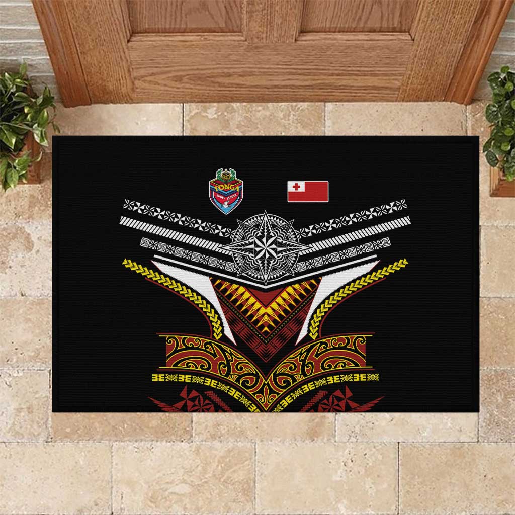 Tonga Rugby Rubber Doormat Mana o Tonga-Tribal Heritage Edition Black Color - Polynesian Pride