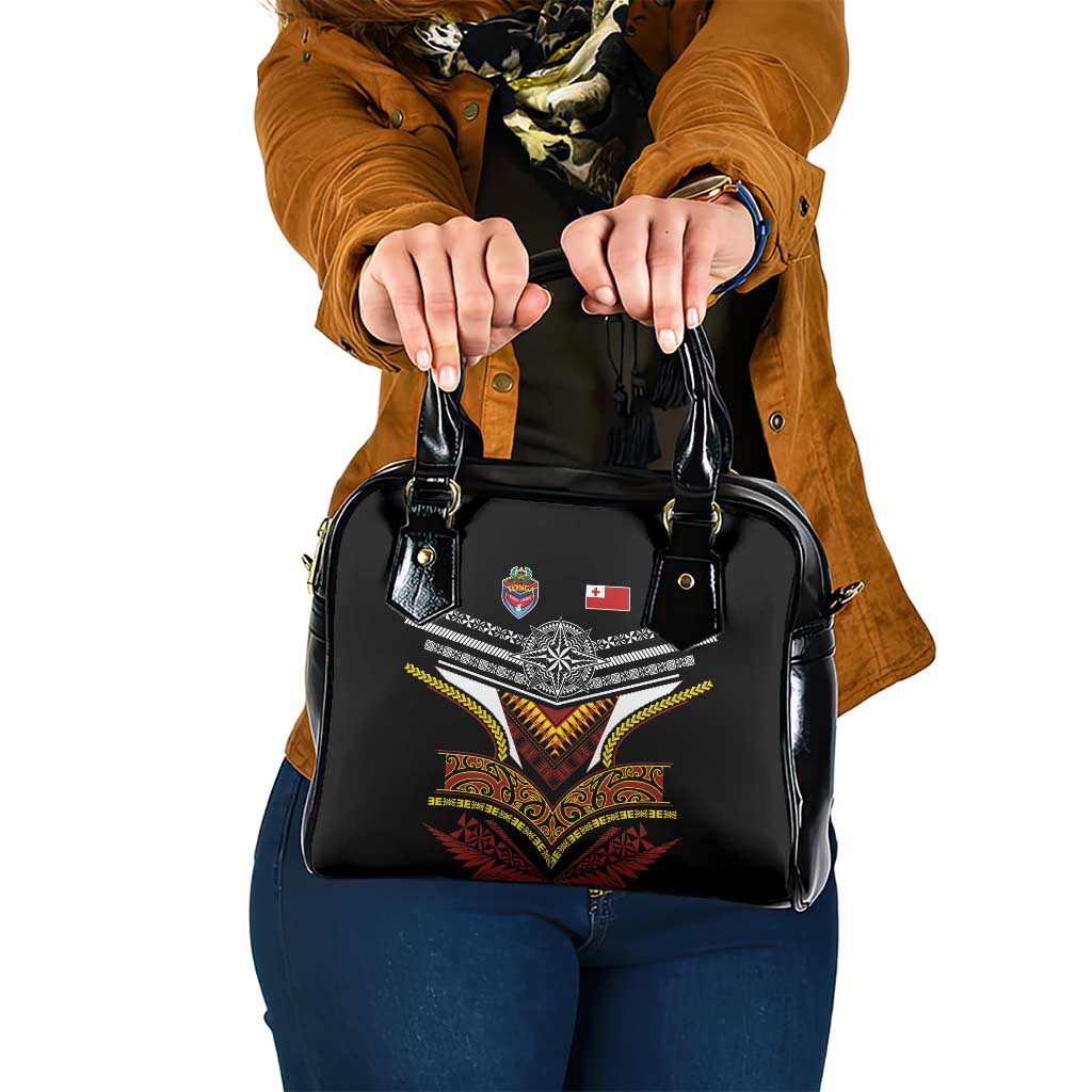 Tonga Rugby Shoulder Handbag Mana o Tonga-Tribal Heritage Edition Black Color - Polynesian Pride
