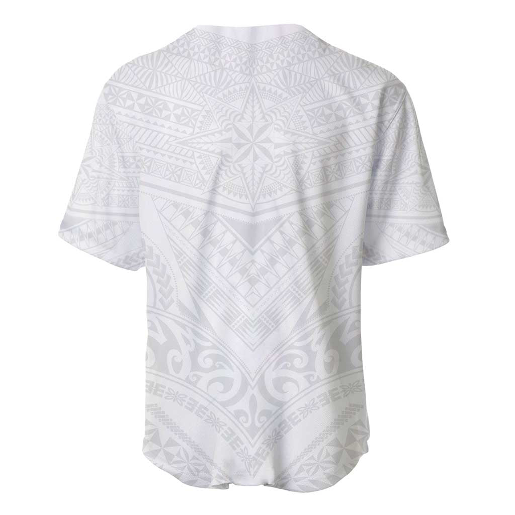 Tonga White Sunday Baseball Jersey Tongan Tribal Heritage Tattoos - Polynesian Pride