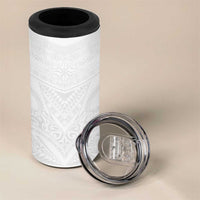 Tonga White Sunday 4 in 1 Can Cooler Tumbler Tongan Tribal Heritage Tattoos - Polynesian Pride
