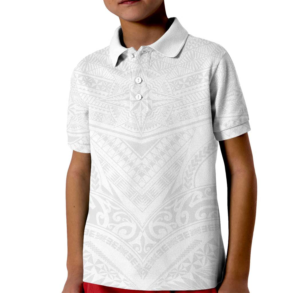 Tonga White Sunday Kid Polo Shirt Tongan Tribal Heritage Tattoos - Polynesian Pride