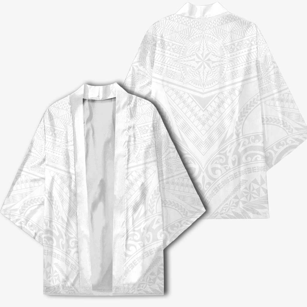 Tonga White Sunday Kimono Tongan Tribal Heritage Tattoos - Polynesian Pride