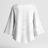 Tonga White Sunday Kimono Sleeve Blouse Tongan Tribal Heritage Tattoos - Polynesian Pride