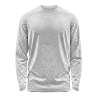 Tonga White Sunday Long Sleeve Shirt Tongan Tribal Heritage Tattoos - Polynesian Pride